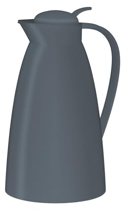 alfi ECO 1,0l, dunkelgrau, Isolierkanne mit hygienischem Hartglaseinsatz aus Kunststoff, Drehverschluss mit bequemer Drucktaste, Ausgießen mit einer Hand, ideal als Kaffeekanne, Teekanne, BPA-frei
