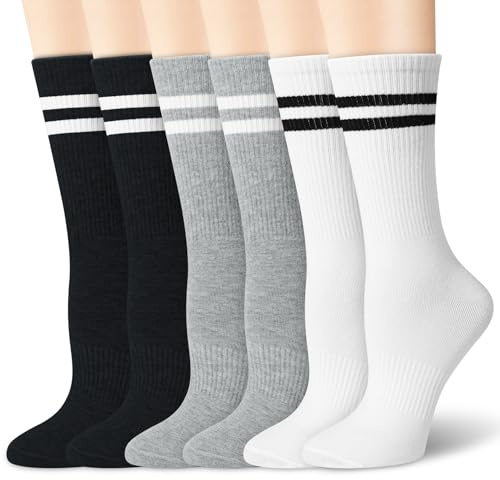 Tialfas 6 Pares Calcetines Deportivos Mujer Tobilleros con Rayas Multipack de Algodón Transpirable Tallas Para Gimnasio Caminar y Deporte Coloridos y Antihumedad