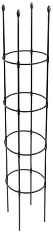 Rankobelisk belagd metall 117/191/228 cm, väderbeständigt trädgårdsväxtstöd för rosor och blommor, diameter: 29 cm, svart