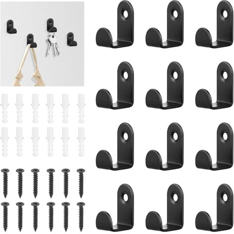 UTOCLEC Garderobenhaken, 12 Stück Kleiderhaken zum Schrauben Schwarz, Kleiderhaken Wandhaken aus Edelstahl, Metall Wand Haken für Garderobe, Flurgarderobe, Jackenhalter, Handtücher