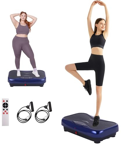 Máquina de ejercicio de placa de vibración para todo el cuerpo, placa vibradora eléctrica para drenaje linfático, pérdida de peso, plataforma de ejercicio con pantalla táctil y bandas de resistencia