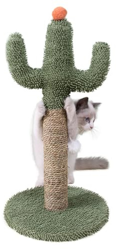 Cat-grattato post - Albero di gatto di cactus verde, di artiglio in sisal verticale | Torre di tiragraffi divertente con base stabile per gatti interni, cura artiglio, protezione