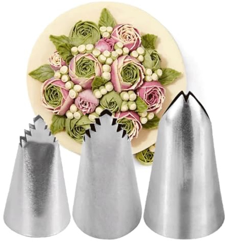 Spritsmunstycke 3 st bakmunstycken rostfria glasyrmunstycken spritskit munstycksset dekorationstips for bakning