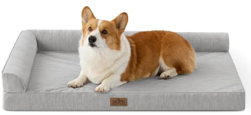 COZY KISS Cama Refrescante para Perro, Q-MAX>0.4 Cama Ortopédica para Gato, Cama Perro Pequeño con Funda Extraíble, Cama Perros Medianos con Revestimiento Impermeable, Gris, XL(107x76x18 cm)