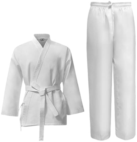 ZEPFJHE Traje de entrenamiento de karate y taekwondo profesional, lavable a máquina, traje de entrenamiento de taekwondo para adultos, adolescentes y niños, secado rápido