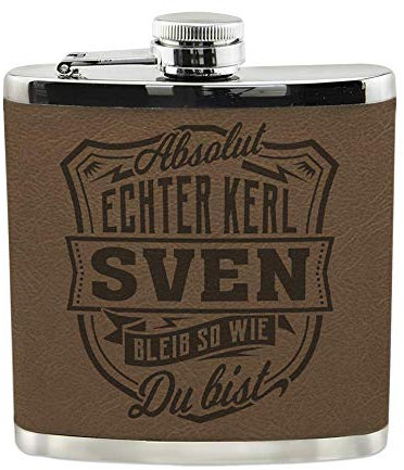 History & Heraldry Echter Kerl Flachmann Sven - individuell und personalisiert mit Gravur, Name und Spruch