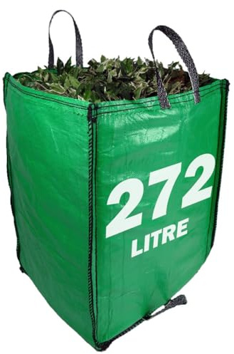 Jumbo Green Garden Waste Bag with Handles - 272 Litre Reusable and Foldable Heavy Duty Green Waste Sack - Storage, Camping, Rubbish