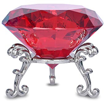 FBBULES 80mm Kristall Diamant Briefbeschwerer Glas mit Ständer, Kristall Diamant Deko Diamantene Hochzeit Geschenk Glasdiamant für Halloween Weihnachten Erntedankfest Tafelaufsätze