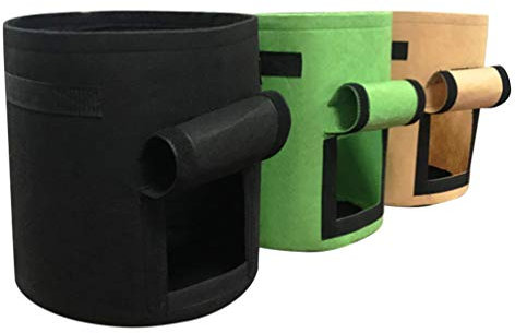 HEMOTON Paquete de 3 Bolsas de Cultivo de Fieltro de Fibra para Verduras Patata Tomate con Asas Y Ventana de Cosecha Transpirable Y Permeable (7 Galones)