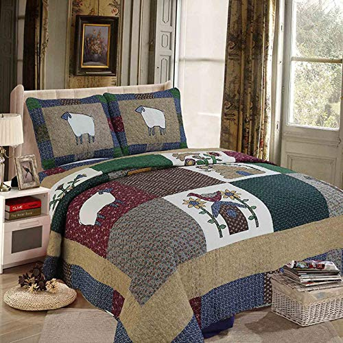 Cubrecamas 3 Piezas Cubierta Cama Colcha Bouti Pique para Cama 150/180, Manta Funda para Verano Invierno Cama Matrimonio, Sobrecama Ropa de Cama,Colchas Patchwork,A,240 * 260CM
