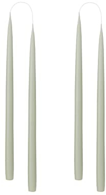 Kunstindustrien® Tapered Candles, Made in Denmark, 42 Colours Available, Dripless & Smokeless Dinner Candles, Candles Long Burning 15 Hours, Unscented Candle Gift Set, 4pcs. 2.2 x 35cm (Light Reseda)
