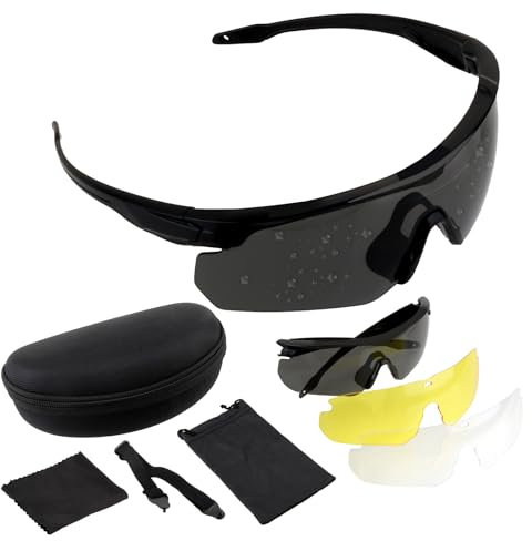 FOCUHUNTER Sportbrille Schutzbrille Anti-Fog-Brille, Autofahrerbrille Anti-UV400-Sonnenbrille für Männer & Frauen zum Radfahren, Wandern, Laufen, Lesen (Schwarzer Rahmen)