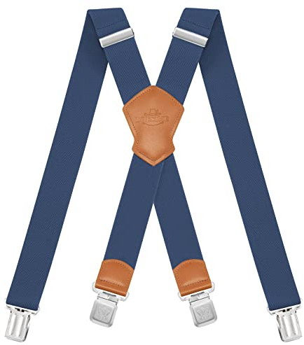 Dresime Bretelles Homme Larges Réglable Élastique Extra Fort 4 Robuste Clips, pour Hommes et femmes avec en forme X Design et Sangles Extra Larges -4cm