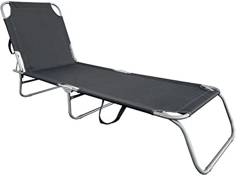 Spetebo 3-Bein Gartenliege klappbar mit Tragegurten - dunkelgrau - Relax Sonnenliege mit 4-Fach verstellbarem Rückenteil - Liege für Camping Garten Pool Spa Wellness