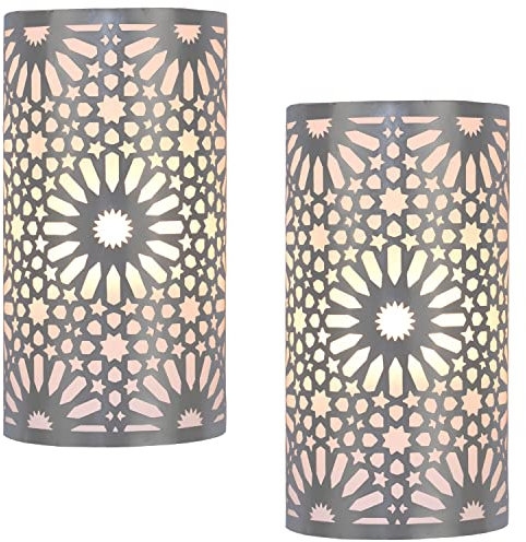 Marrakech - Set di 2 lampade orientali da parete in metallo, 29 cm come decorazione da parete (argento, 2 pezzi)