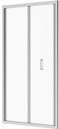 Box Doccia Nicchia 75 cm Mod. Capri Apertura A Libro Soffietto Vetro Temperato 6mm Opaco Profili in Alluminio Cromato Flat Design Maniglia in Abs Cromato