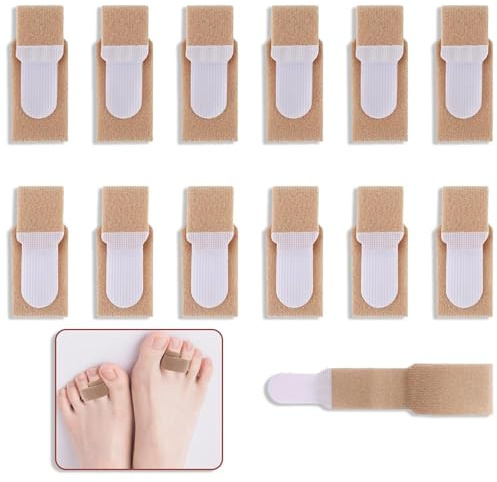 12Pcs Toe Separators Bandages, Fabric Toe Traps for Bent Toes Overlapping Toes