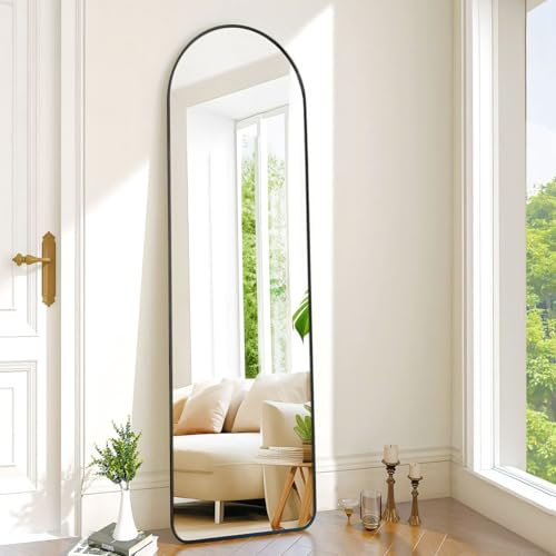 Moderner Bogen-Ganzkörperspiegel 40 x 150 cm in Schwarz – Leicht aufstellbar mit edlem Design für perfekte Outfit-Inszenierungen & helle Raumgestaltung