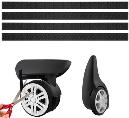 UEIOAVL Maletas Paquete de 4 protectores de goma para ruedas de maletas, protectores de ruedas para maletas, cubiertas silenciosas de silicona para ruedas de equipaje (negro)