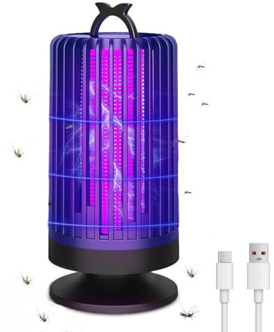 Elektrischer Insektenvernichter, 2 in 1 Elektrischer Insektenfalle Mückenlampe mit UV-Lampe, USB Insektenvernichter für Schlafzimmer, Wohnzimmer Büro, Küche und Camping (Blau)