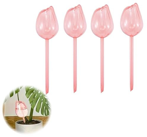 8 Pack Plant Watering Globes, Large Plant Watering Bulbs Automatic Self Watering Globes Plastic Drip Irrigation Device for Indoor Outdoor Garden Plants Watering, 24 cm Diameter (Pink-4PCS)