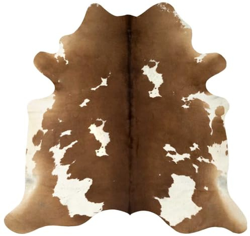 Emmtore Alfombra de Piel de Vaca Auténtica Marrón y Blanco 180x220 cm