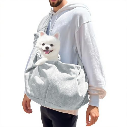 AMONENZ Grigio Borse per Cani, con Capacità di Carico di 7,5 Kg, Marsupio Cane, Marsupio per Gatti, per Escursioni e Attività Aperto