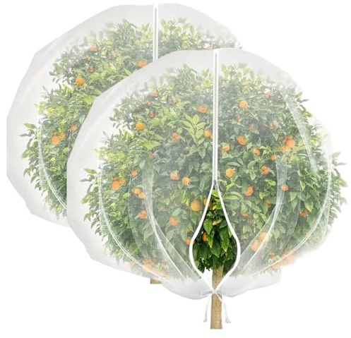 2Pcs Fruit Tree Netting, Fine Mesh Blueberry Bush Netting Cover with Zip and Drawstring, Plant Protection Net for Fruit Trees, Bushes and Flowers, 1 * 1.2m