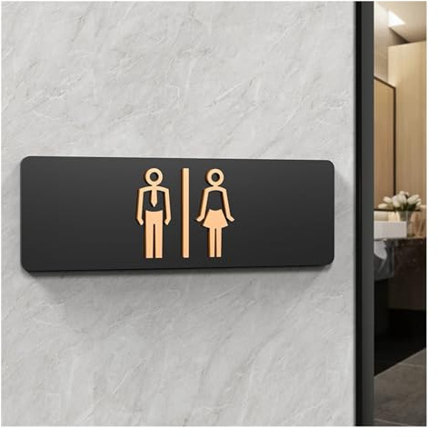 Toalettskyltar WC allmän toalettguide hotell till vänster och höger akryl toalett snabbskylt universell (3,24 x 8 cm)