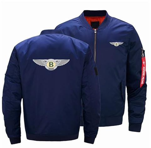 WDOZHGF Baseballjacka för män med ståkrage klassisk pilotstil B.L. Casual sportkläder med långa ärmar, Färg: blå, XL