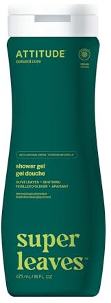 ATTITUDE Body Wash, EWG Verified Shower Gel, Dermatologically Tested, Plant and Mineral-Based, Vegan Personal Care Products, Olive Leaves, 473 mL
