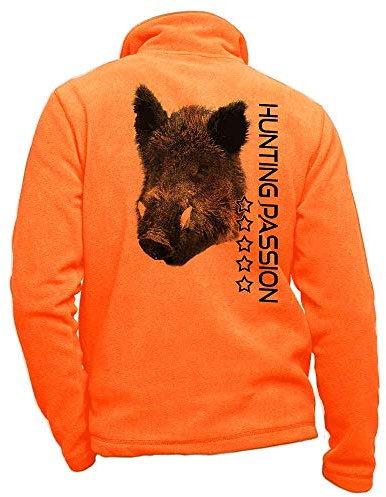 Pets-easy - Giacca in pile arancione personalizzata con Sanglier e Hunting Passion – Tuta da caccia, taglia 2XL