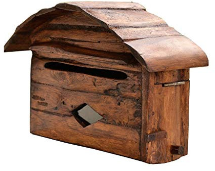 KONGY Buzón, Montado en la Pared Letterbox Multifuncional Buzón Decoracion Exterior Retro Americano De Madera Buzón Postbox