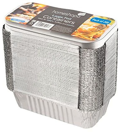 Homeshopa Aluminum Foil Trays Containers with Lids, 200 Pack Large Disposable Meal Prep Baking Food Storage Takeaway Tins, Reusable Food Container for Roasting Baking Broiling Cooking and Freezing