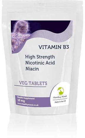 Vitamin B3 16mg Nicotinic Acid Niacin 250 Vegetarian Tablets - Letterbox Friendly High Strength Nicotinamide