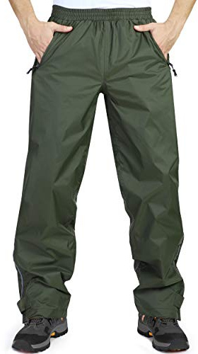33,000ft Men's Waterproof Trousers Lightweight Breathable Rain Overtrousers with Zip Pockets, Outdoor Windproof Rain Over Pants for Golf Hiking Fishing Cycling