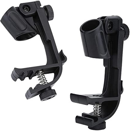2 Stück Drum Mikrofon Clips Verstellbare Drum-Mikrofon-Clip Drum Microphone Rim Halterung für Mikrofonzubehör (Schwarz)