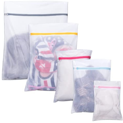 Borsa per biancheria Cerniera Cinghia per borsa per biancheria Rete per biancheria Camicia Scarpe Intimo Vestiti per bambini Lavatrice Rete per biancheria Set di 5