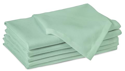 Encasa XO Servilletas de Tela de Algodón | Juego de 6 | Tamaño 43x43 cm | Color sólido Menta Verde Intenso | Lavable en la Lavadora