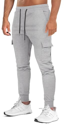Suwangi Pantaloni Tuta da Jogging Uomo Pantaloni Cargo Joggers Palestra Sportivi Allenamento Cotone Slim Fit Comodi Elastico in Vita con Tasche Multiple