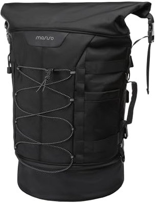 MOSISO Motorcycle Sissy Bar Backrest Bag Travel Luggage Bag, Large Capacity Motorbike Duffle Case Expandable 30L-48L, Motorcycle Gear Tail Pouch with Rain Cover&Shoulder Strap, Black