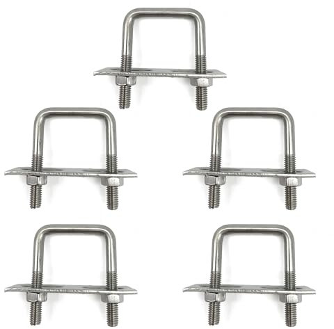 duoyif U-Bolzen M6 25x50mm 5Stk U Bolzen Quadratisch, Bügelschraube M6 U Bügel, U-Schrauben Edelstahl Mit Mutter Rahmenplatte, U Bügelbolzen Für Rohr Befestigung Auto Abschleppen (25mmx50mm)