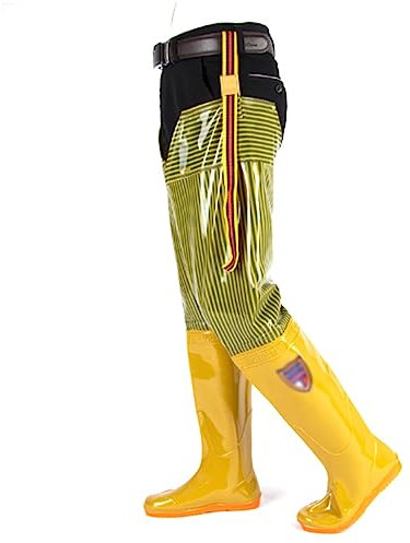 IBOWZ Wathose Herren Damen Watstiefel zum Angeln, Jagen, Züchten, Watstiefel aus PVC, wasserdicht, verschleißfest, rutschfest