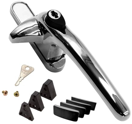 Universal Cockspur Key-Locking Window Handle Kit - Right, Chrome/Black