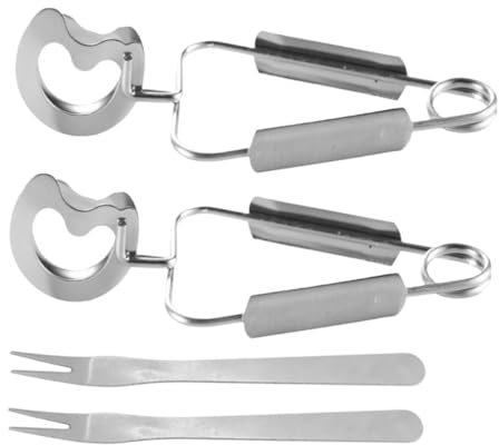 PRETYZOOM 2sets Stainless Steel Clip Escargot Tongs Baking Tool for Home Kitchen Cooking