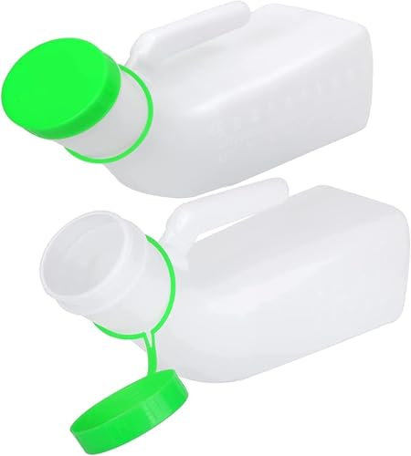 pobuu 2 Pack Male Urinal Glow in The Dark,Screw Cap 1000ml Portable Urinals Pee Bottles,Spill Proof Urinal Bottle for Car,Hospital,Elderly & Incontinence