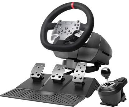 Mars Gaming MWH-RSX, Volant SimRacing Retour De Force Et Moteur Double, Set 3 Pédales Résistance Progressive, Levier De Vitesse en H et 12 Vitesses, 14 Boutons Personnalisables, PC/PS4/Xbox Series X|S