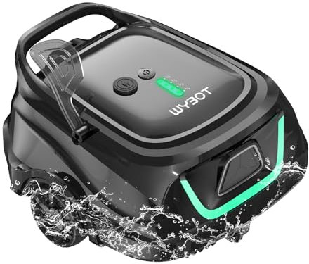 WYBOT A1 Robot Piscine sans Fil pour Piscine Hors Sol Jusqu'à 100m², 4 Cycles de Nettoyage, 120 Minutes d'Aspiration Puissante Robot, Double Filtration Aspirateur Robot Piscine,Noir Mat Vert