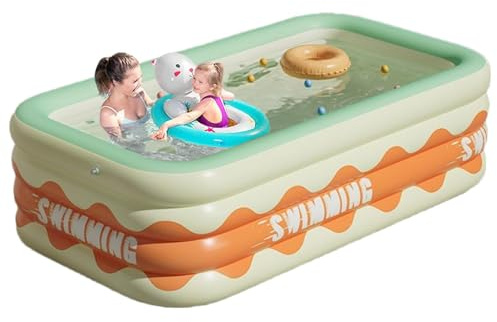 Barn Uppblåsbar pool-Robust 4-lagers spräng poolen, rektangulär | pooldesign | Quick Set Water Pool för trädgårds-, inomhus- och utomhus sommarlek för småbarn, spädbarn och barn