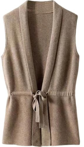 Brxmpn Chaleco De Cachemira, Suéter De Punto, Chaleco para Mujer, Cuello En V, Color Sólido, Sin Mangas, Suéter De Punto, Suéter, Cárdigan Suelto De Lana Que Combina con Todo.